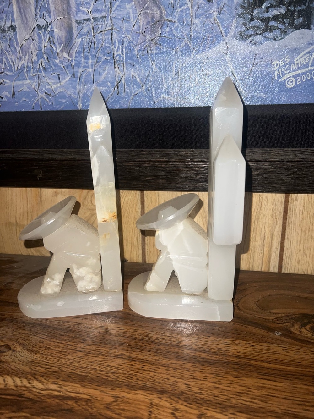 White onyx/ marble book ends